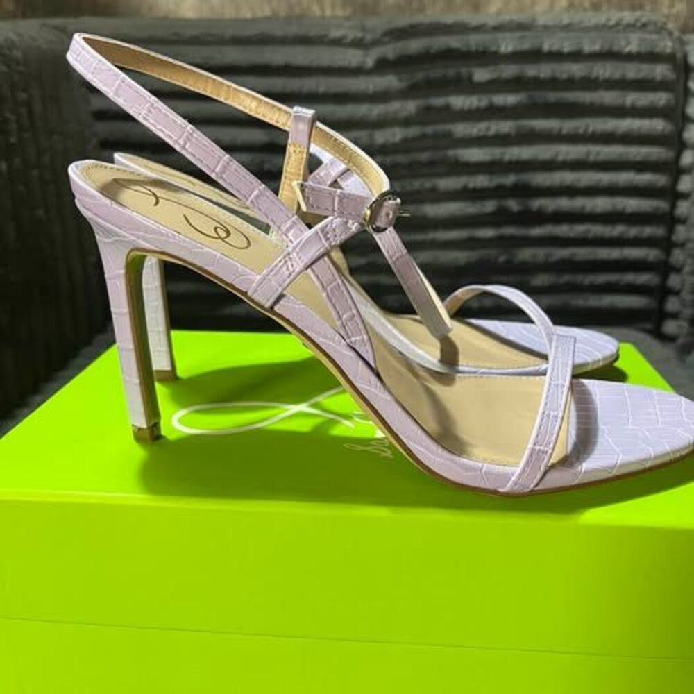 Sam Edelman Lavender Croc-Embossed Strappy Heels Sz 9